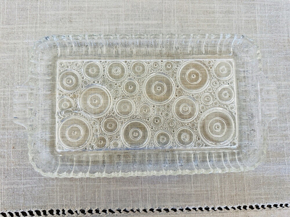 Vintage Anchor Hocking Colonial Lady Glass Snack Tray 1950s Anchorglass MCM